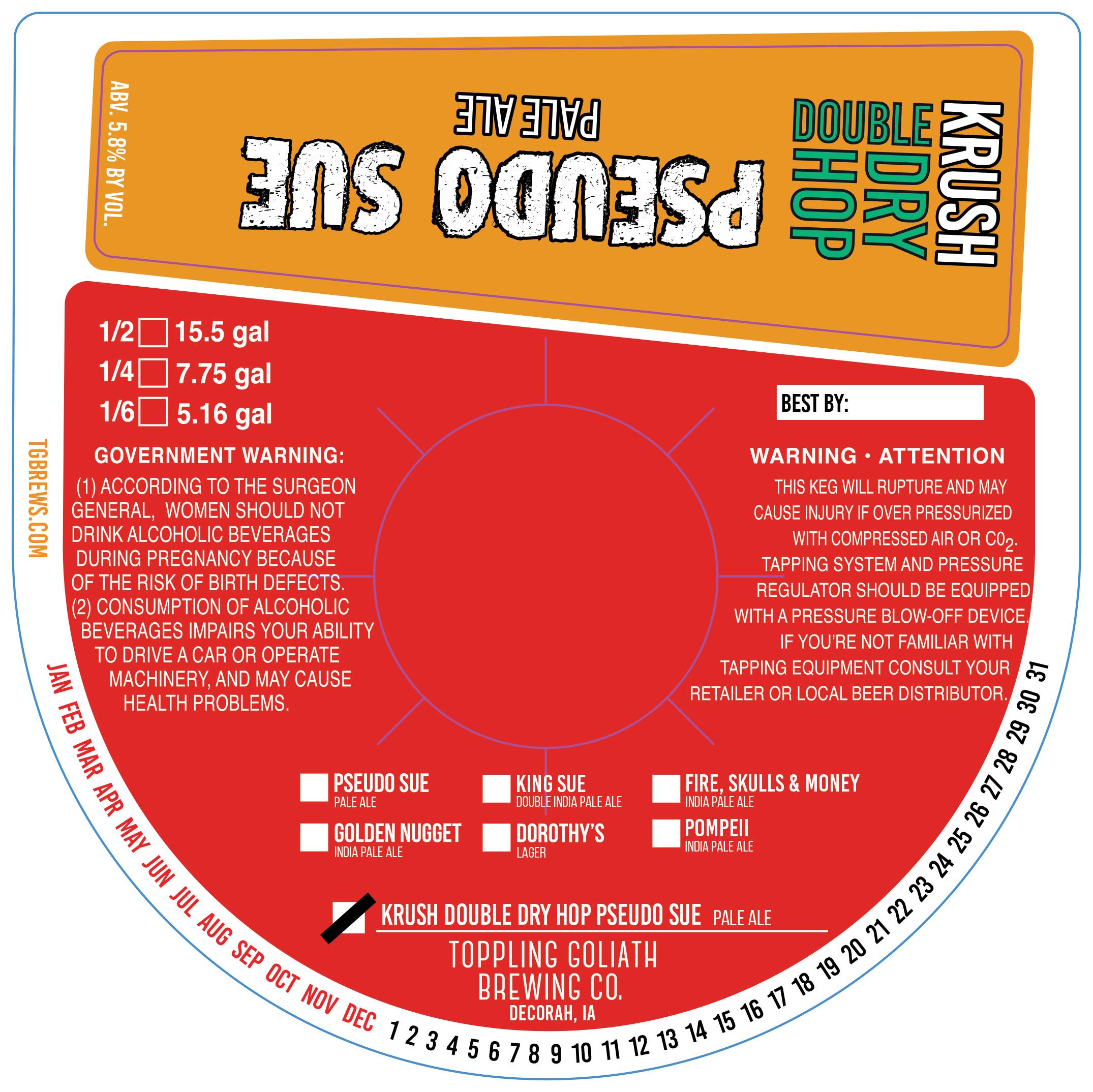 TABC label artwork for Krush Double Dry Hop Pseudo Sue