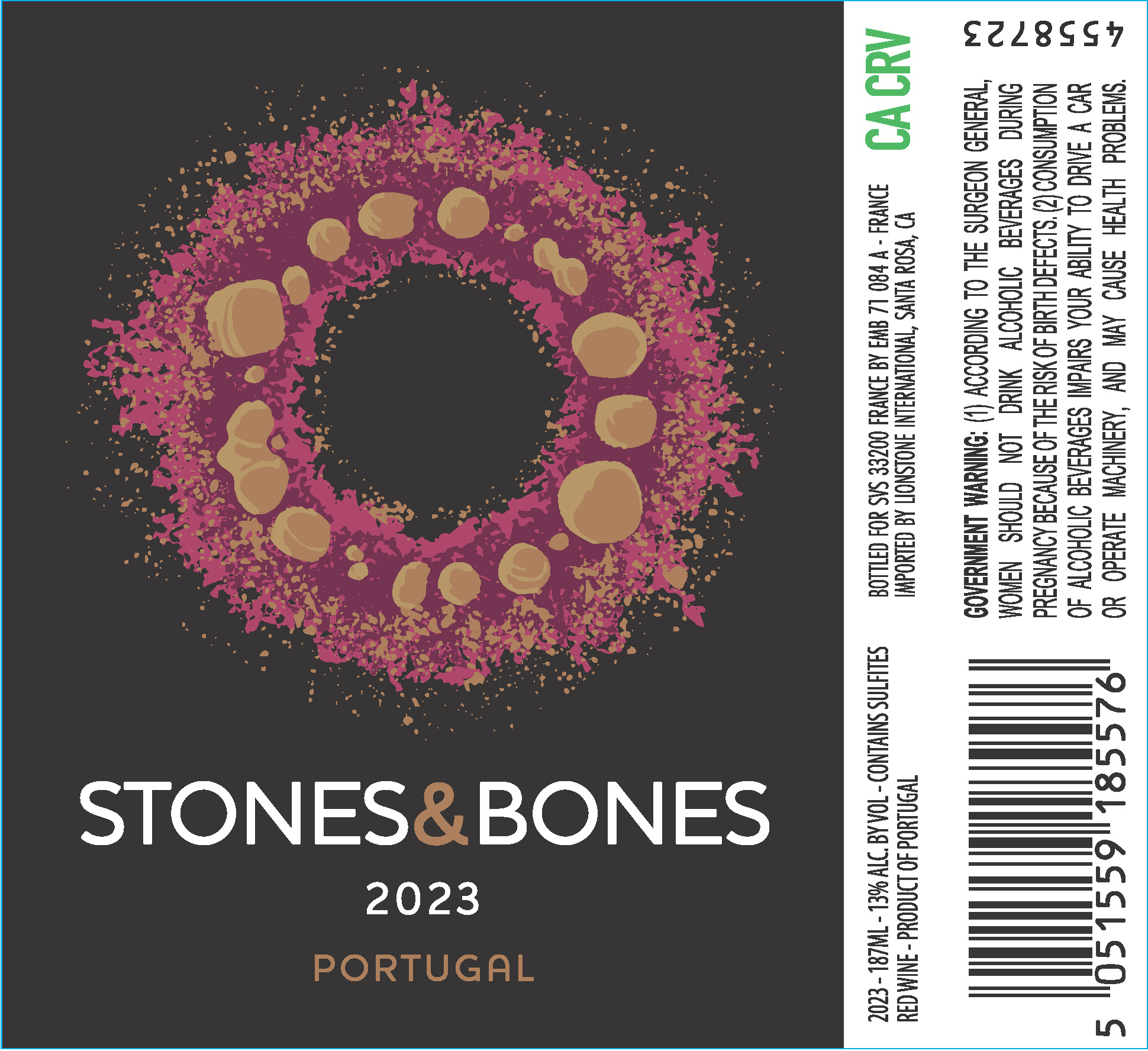 TABC label artwork for Stones & Bones Red Wine, Portugal