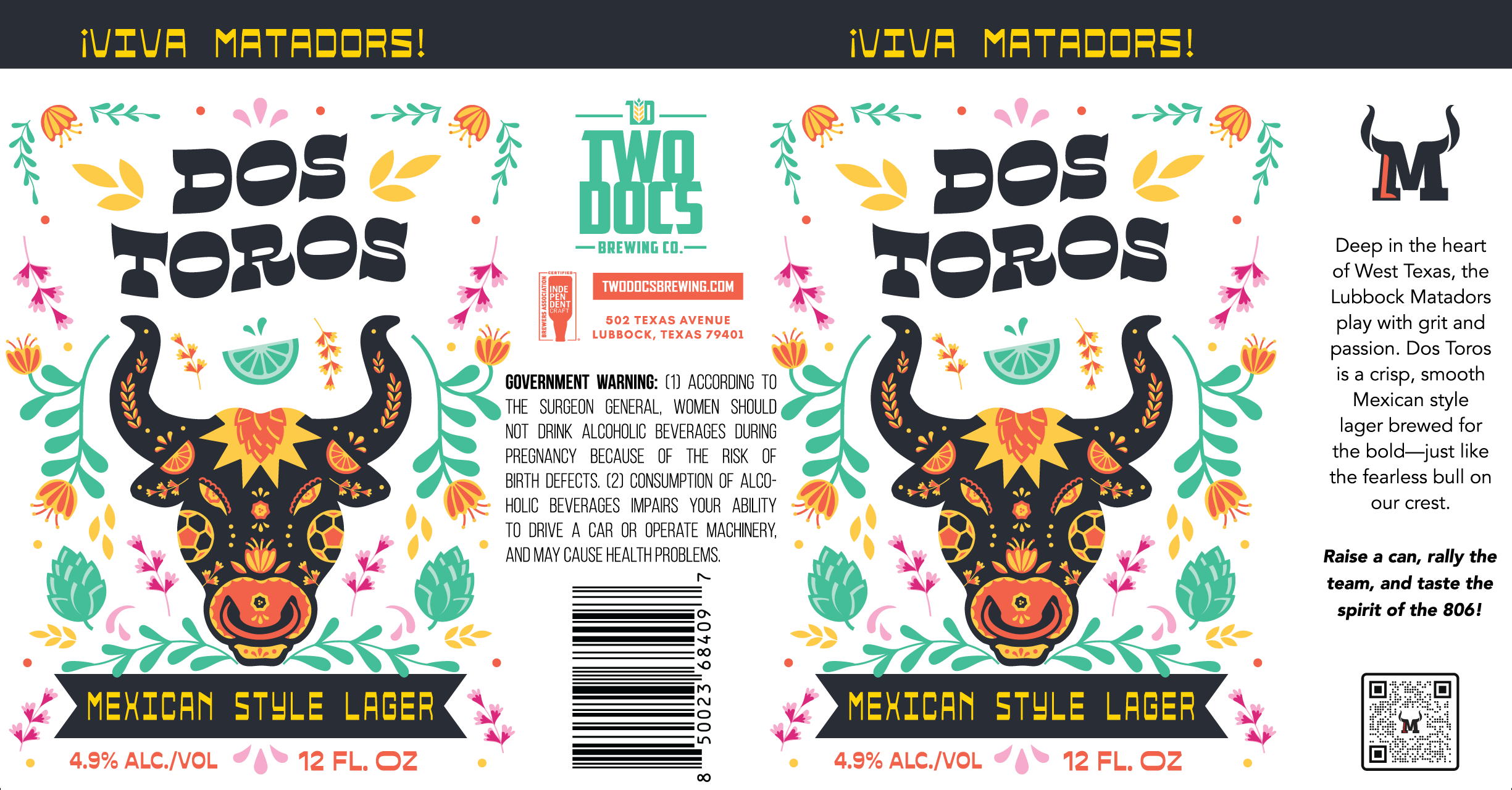 TABC label artwork for Dos Toros