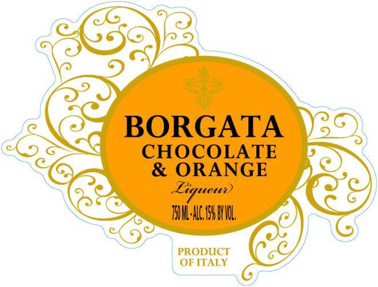 TABC label artwork for Borgata Chocolate & Orange Liqueur