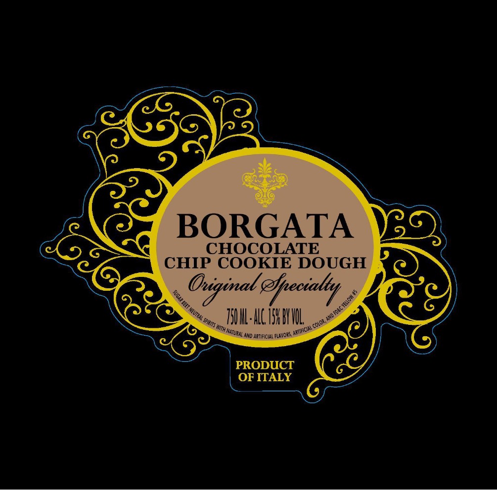 TABC label artwork for Borgata Chocolate Chip Cookie Dough Liqueur