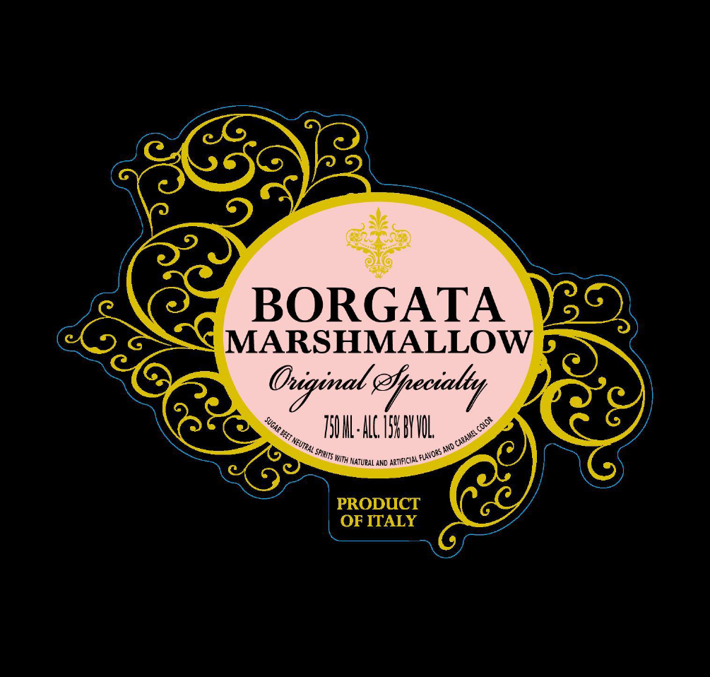 TABC label artwork for Borgata Marshmallow Liqueur