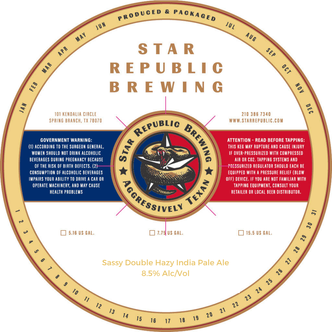 TABC label artwork for Sassy