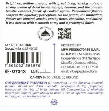 TABC label artwork for Palomo Arroqueno
