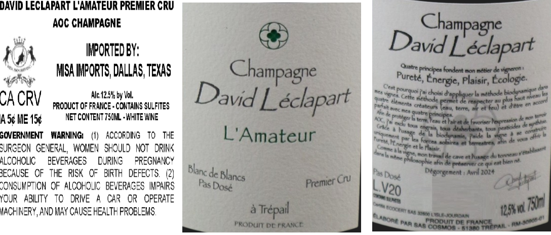 TABC label artwork for DAVID LECLAPART L'AMATEUR