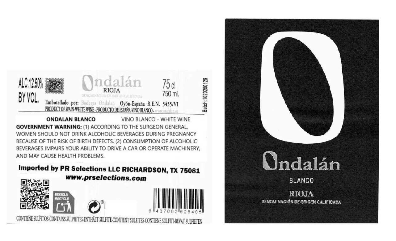 TABC label artwork for ONDALAN BLANCO