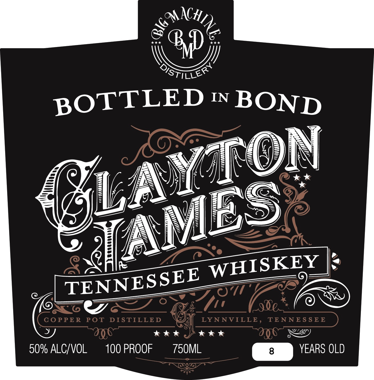 TABC label artwork for Clayton James Tennessee Whiskey Bottled in Bond