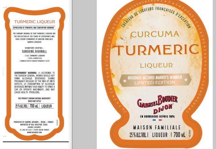 TABC label artwork for GABRIEL BOUDIER DIJON TUMERIC
