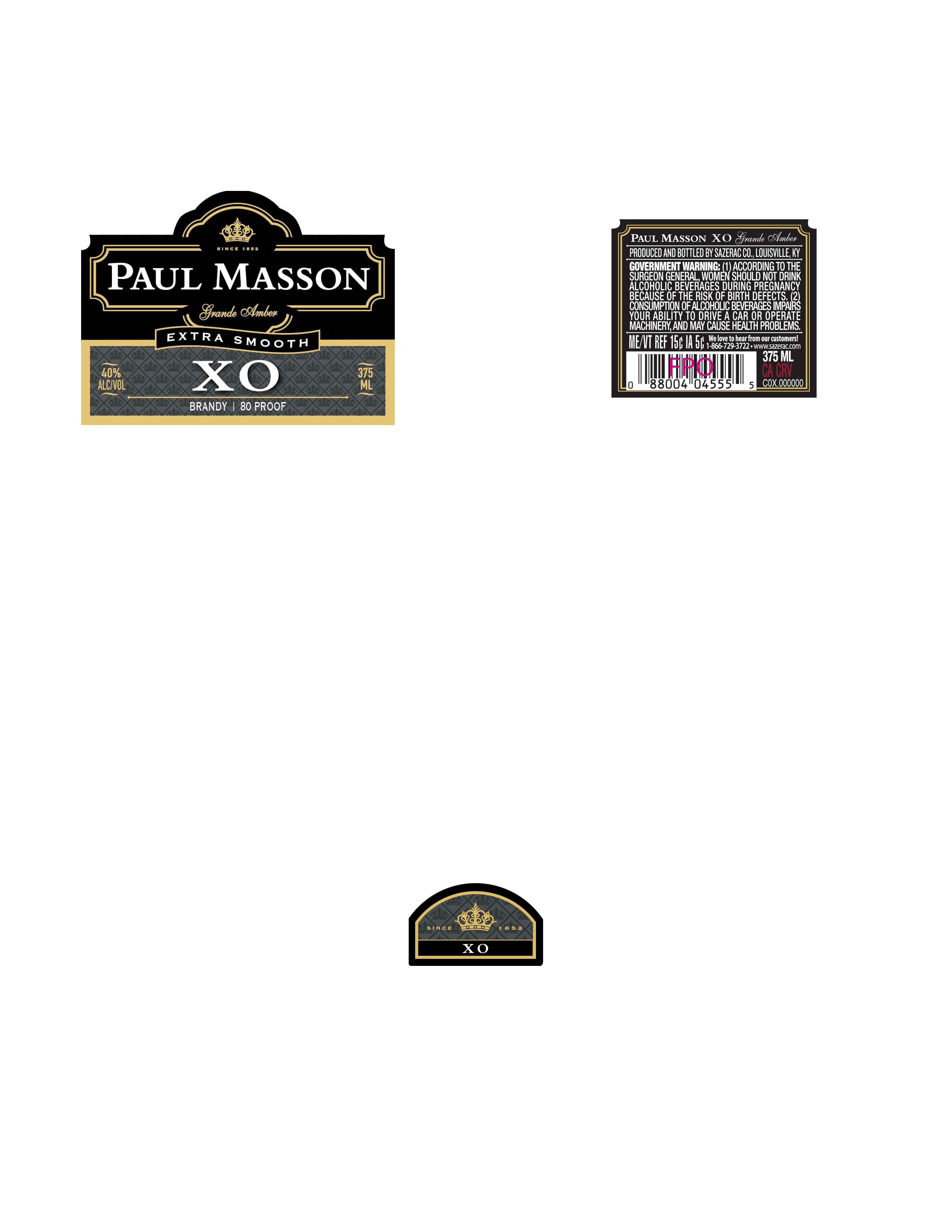 TABC label artwork for Paul Masson Grande Amber XO Brandy 80pf