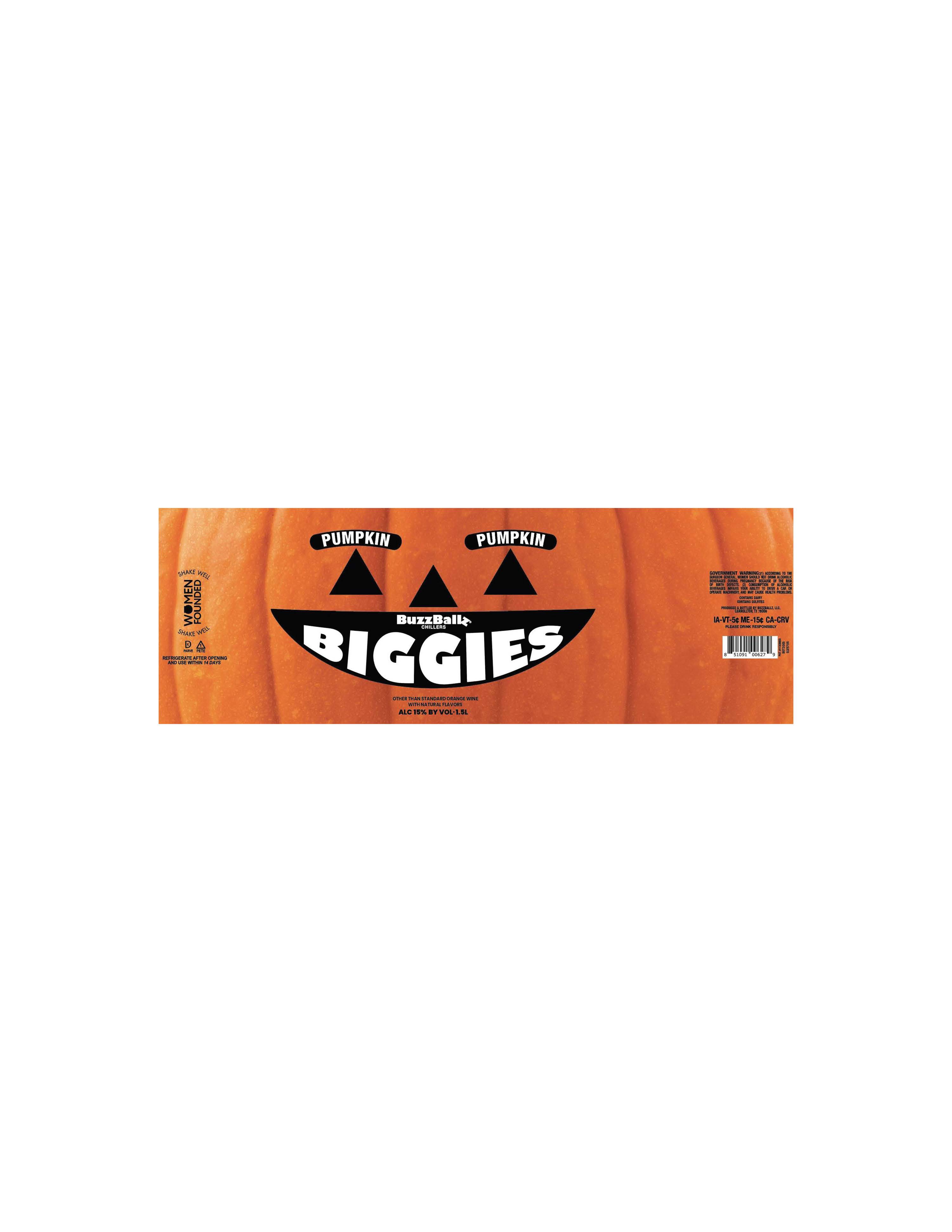 TABC label artwork for Buzzballz Chillers Biggies Pumpkin 1.5L