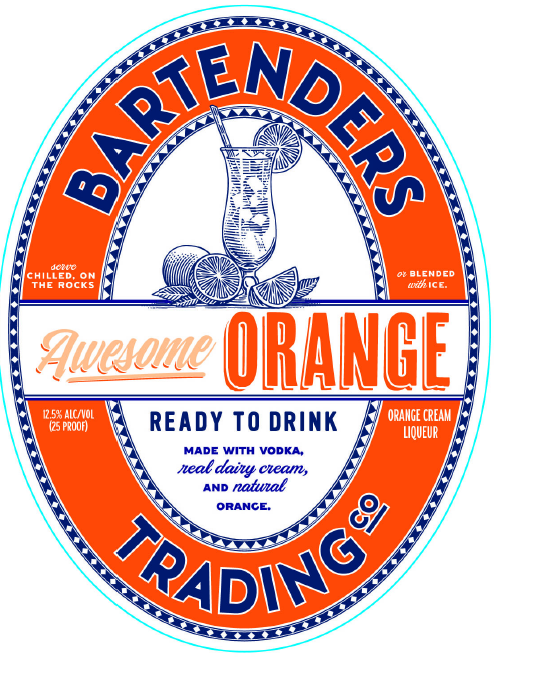 TABC label artwork for Bartenders Trading Co Awesome Orange
