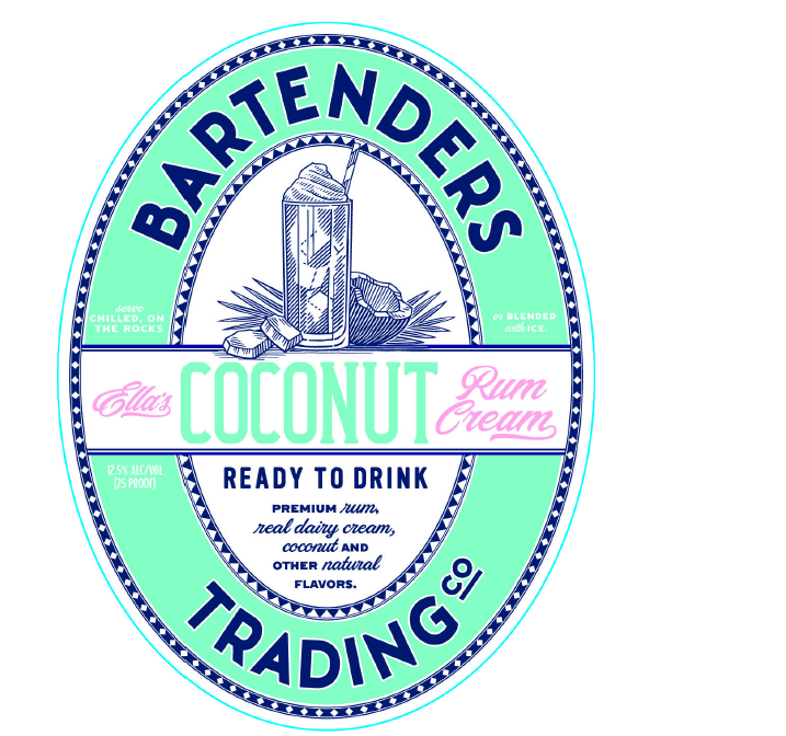 TABC label artwork for Bartenders Trading Co Ella's Coconut Rum Cream