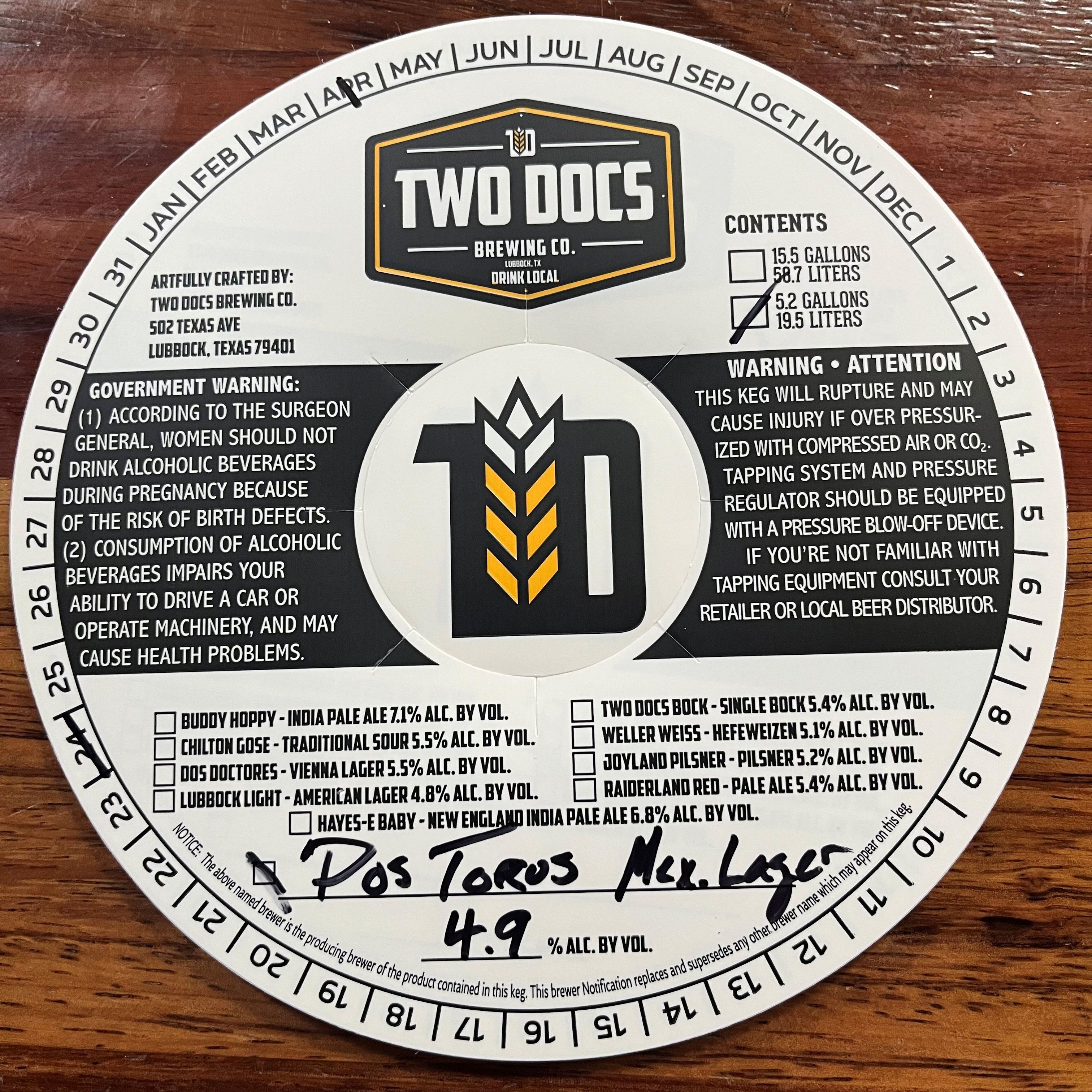 TABC label artwork for Dos Toros