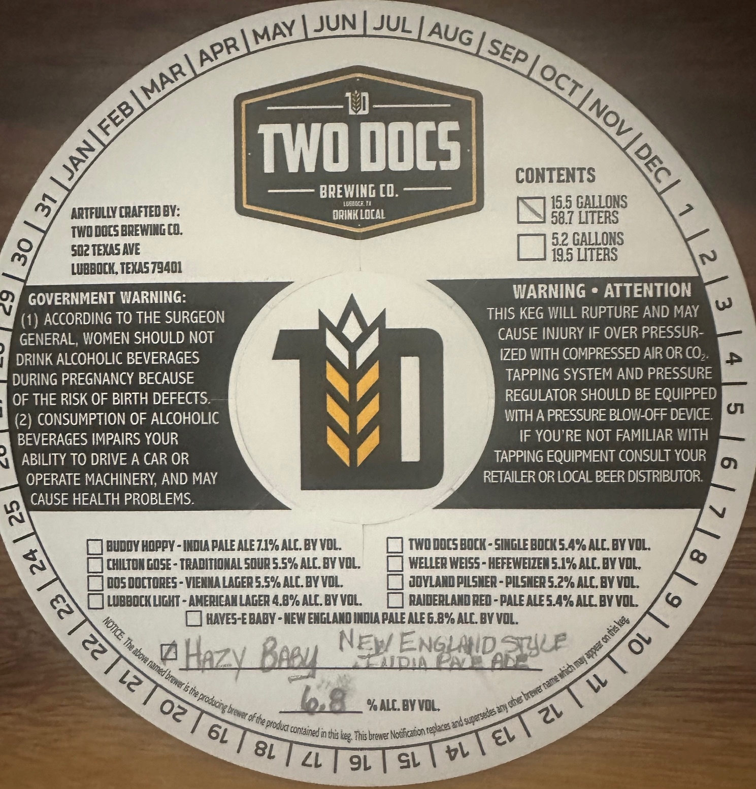 TABC label artwork for Hazy Baby