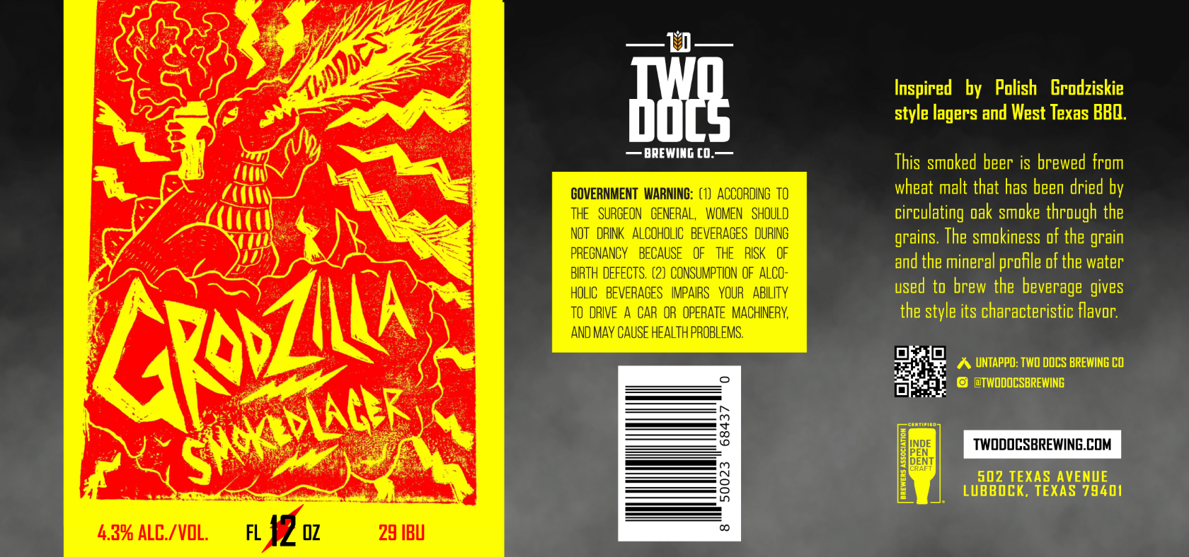 TABC label artwork for Grodzilla