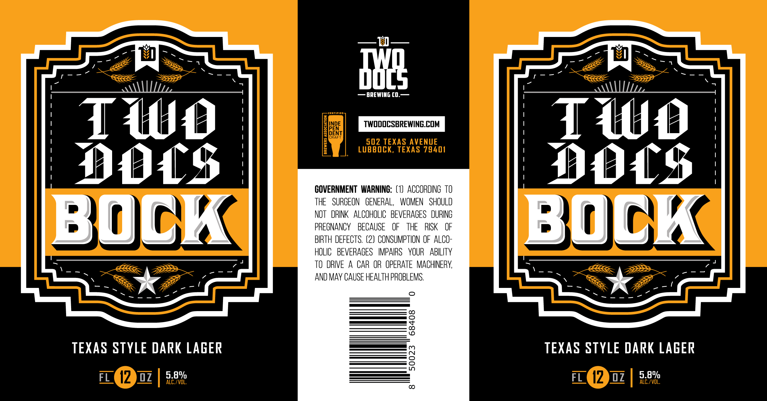 TABC label artwork for Two Docs Bock