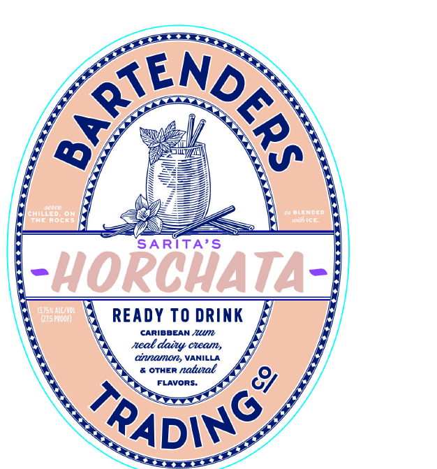 TABC label artwork for Bartender Trading Co Horchata