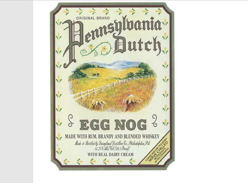 TABC label artwork for Pennsylvania Dutch Egg Nog