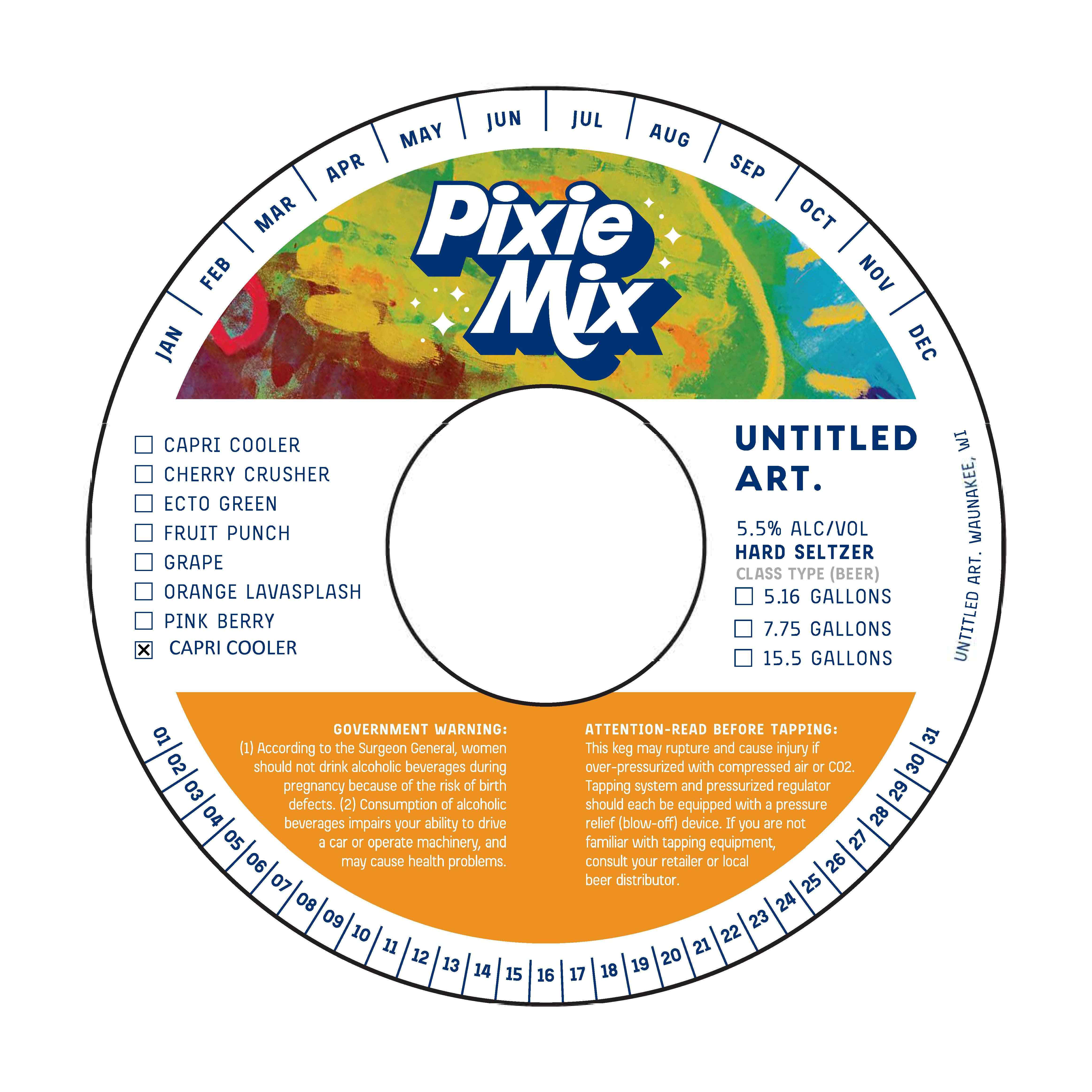 TABC label artwork for Untitled Art Pixie Mix Capri Cooler