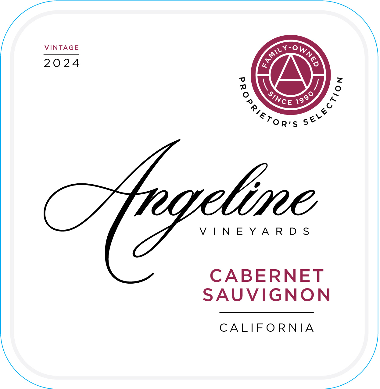 TABC label artwork for ANGELINE VINEYARDS Proprietor's Selection Cabernet Sauvignon