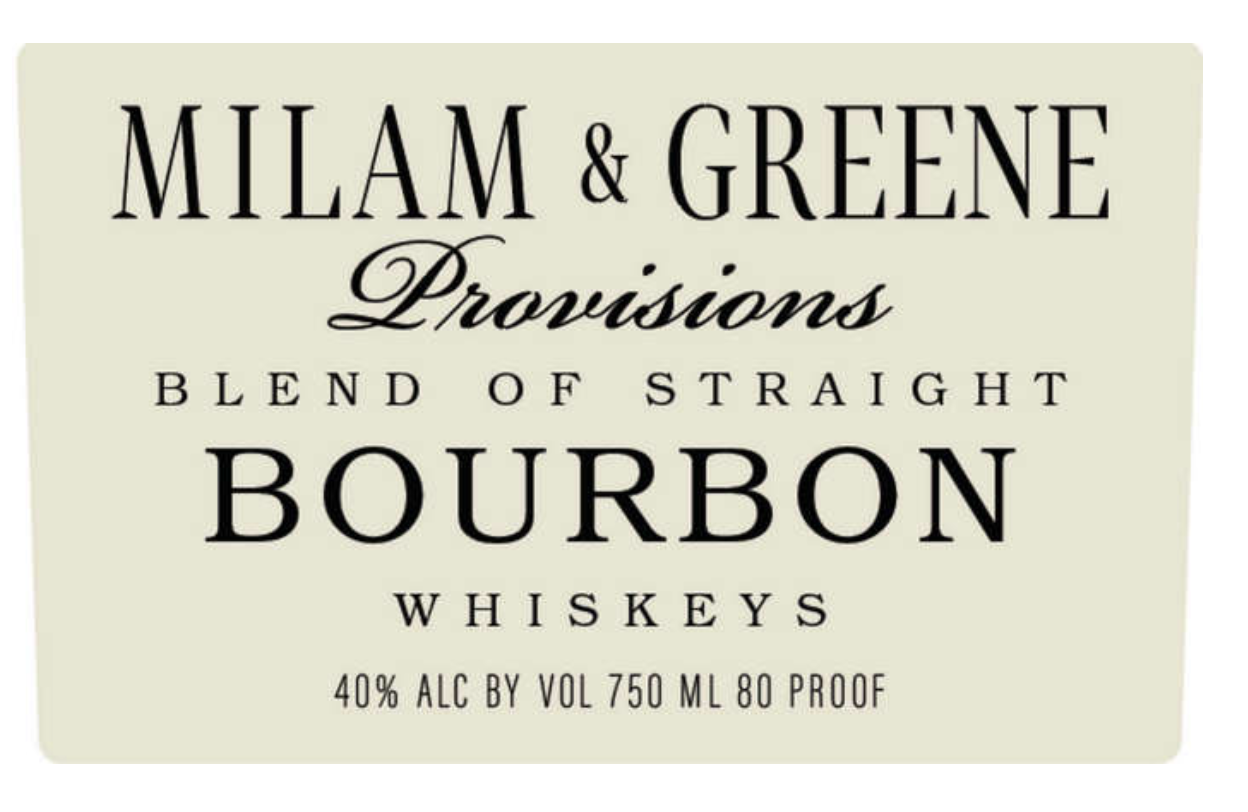 TABC label artwork for Milam & Greene Provisions Bourbon