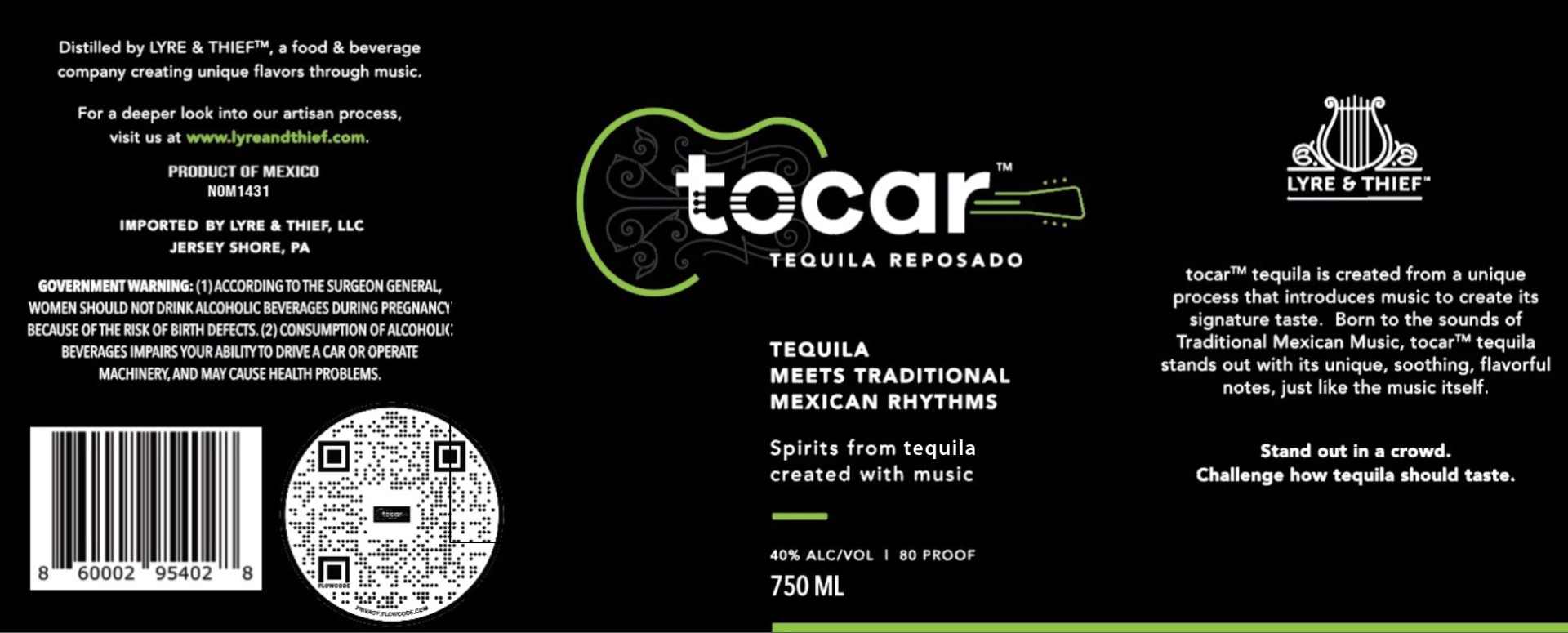 TABC label artwork for tocar Tequila Reposado