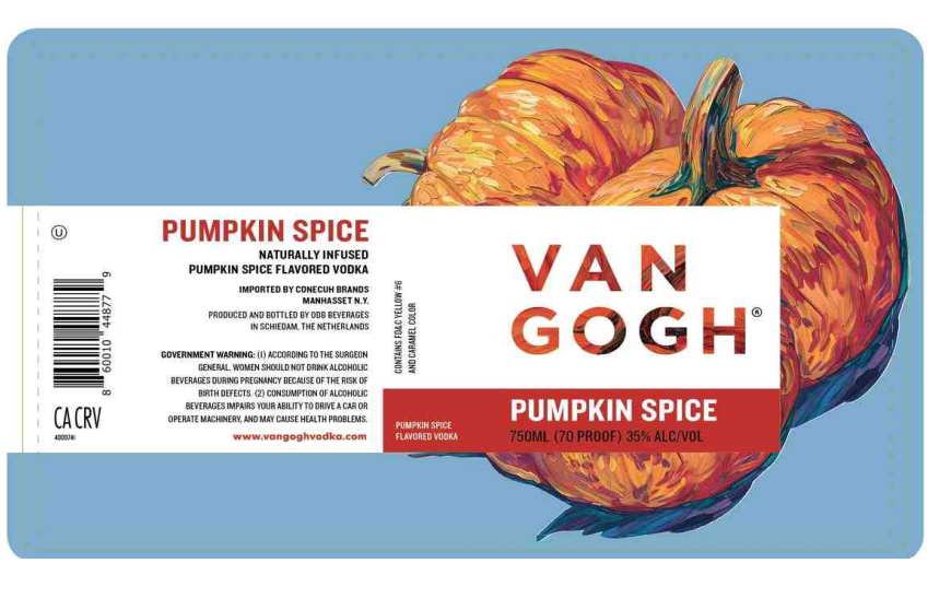TABC label artwork for Van Gogh Pumpkin Spice