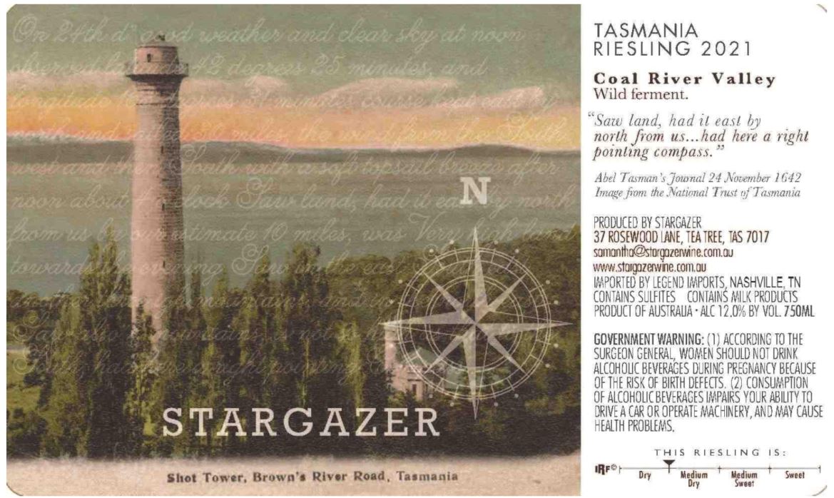 TABC label artwork for STARGAZER RIESLING