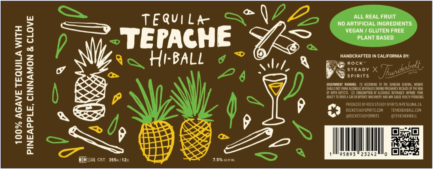 TABC label artwork for ROCK STEADY SPIRITS TEQUILA TEPACHE HI-BALL