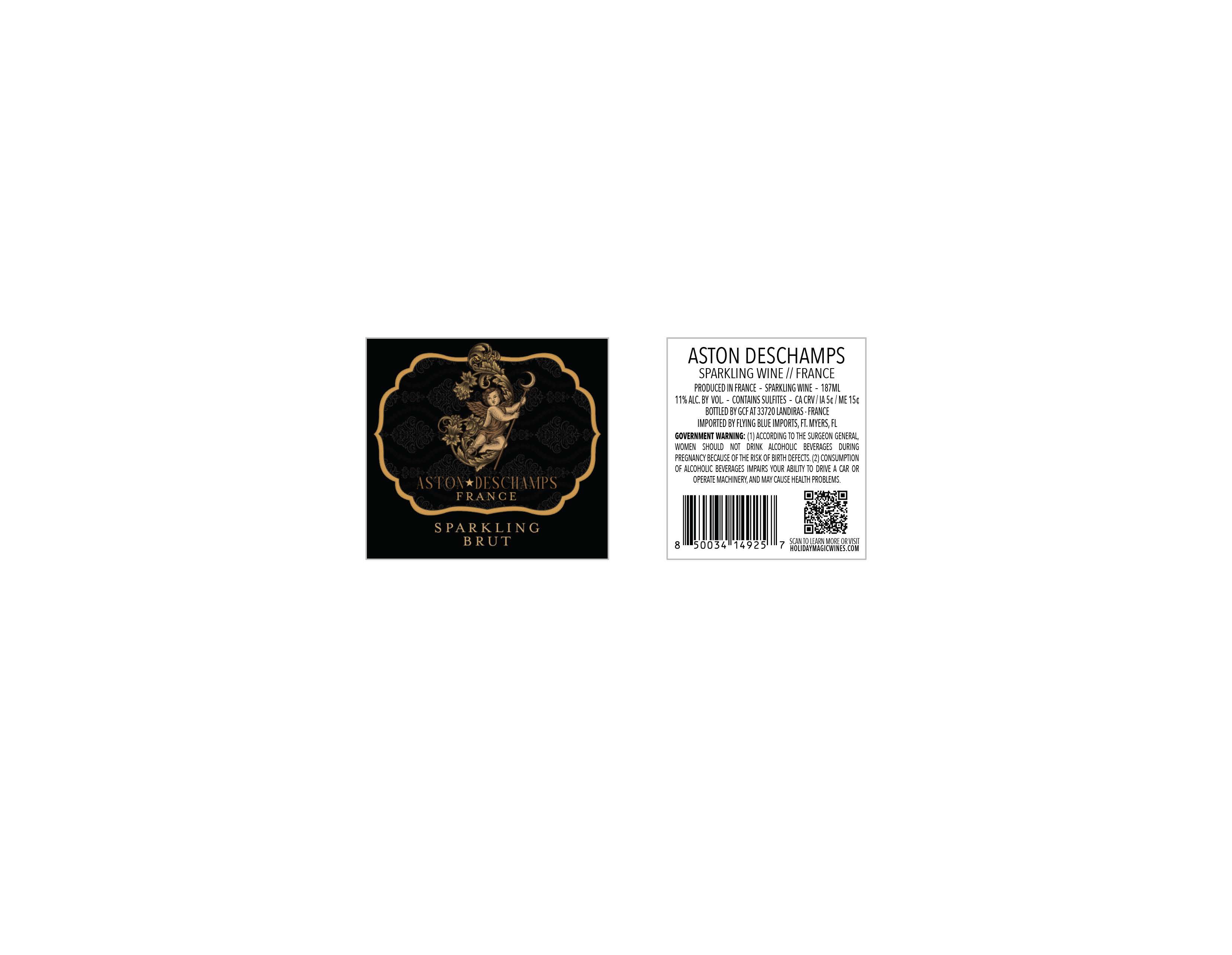 TABC label artwork for Aston Deschamps Sparkling Wine-France