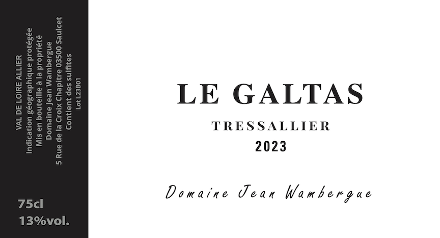 TABC label artwork for Jean Wamergue Le Galtas Blanc