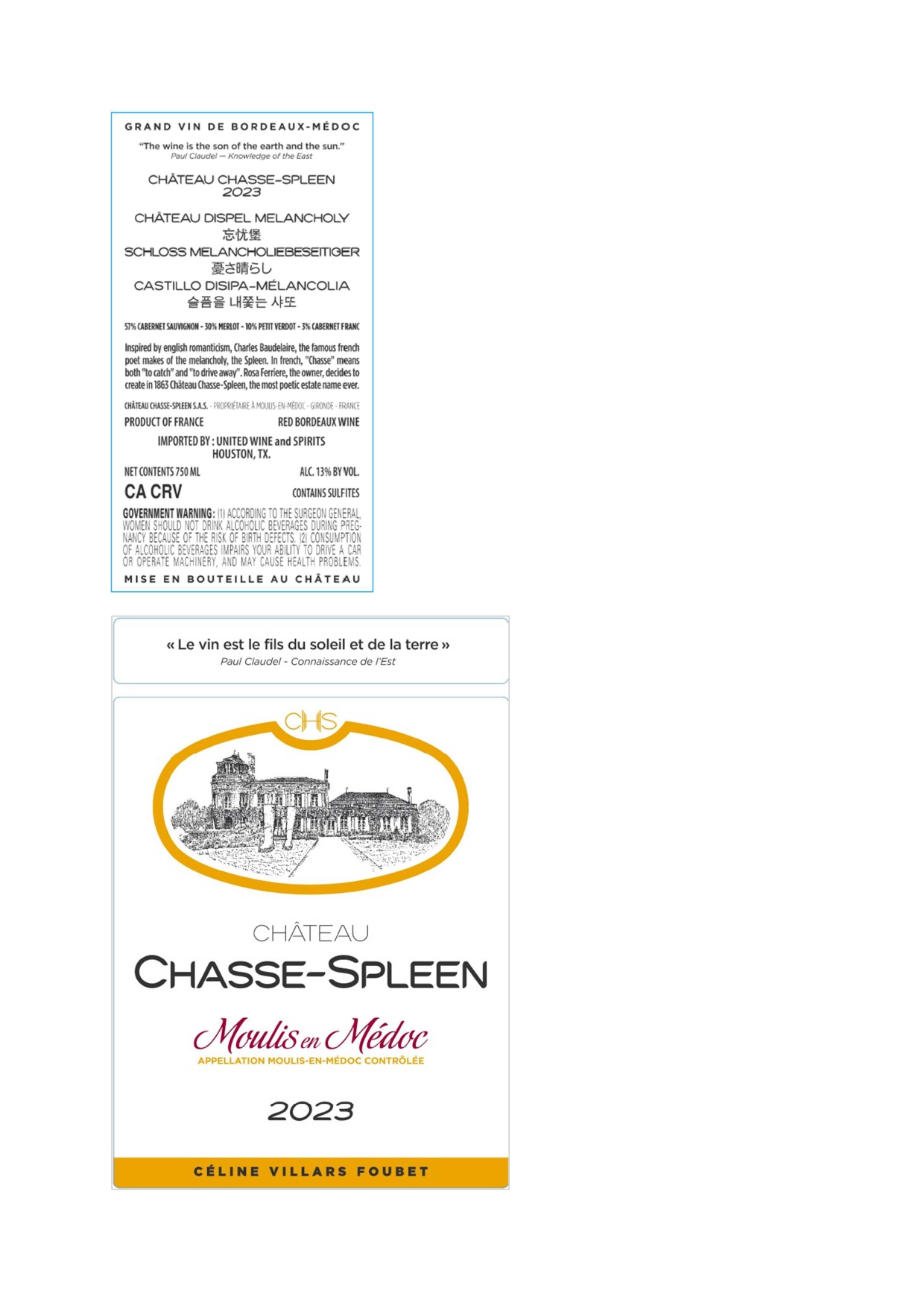 TABC label artwork for Chateau Chasse-Spleen Moulis en Medoc