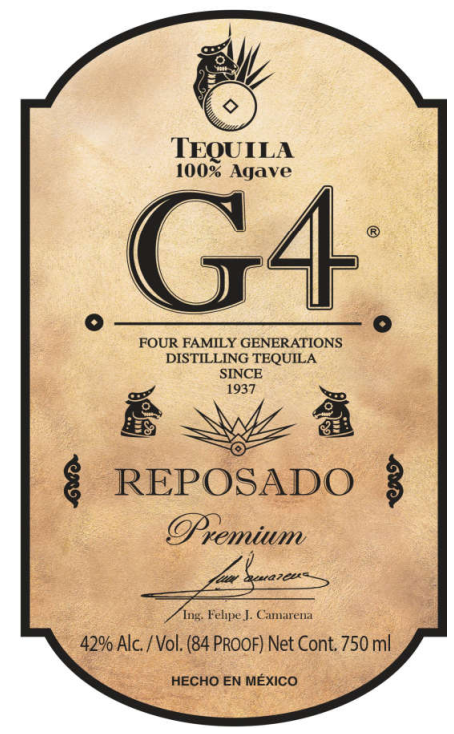 TABC label artwork for G4 Reposado (84 Proof)