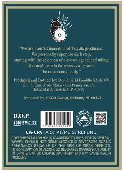 TABC label artwork for G4 Reposado (80 Proof)
