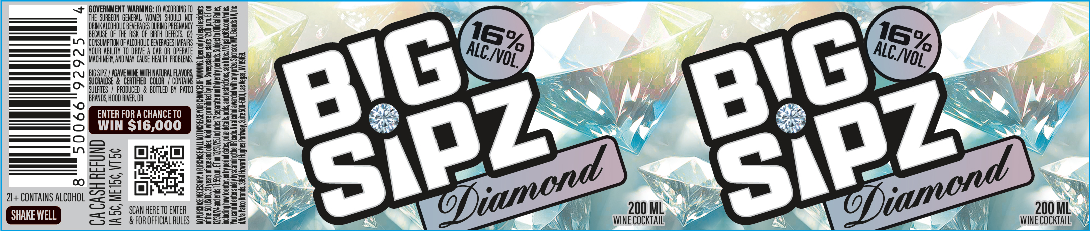 TABC label artwork for Big Sipz Diamond