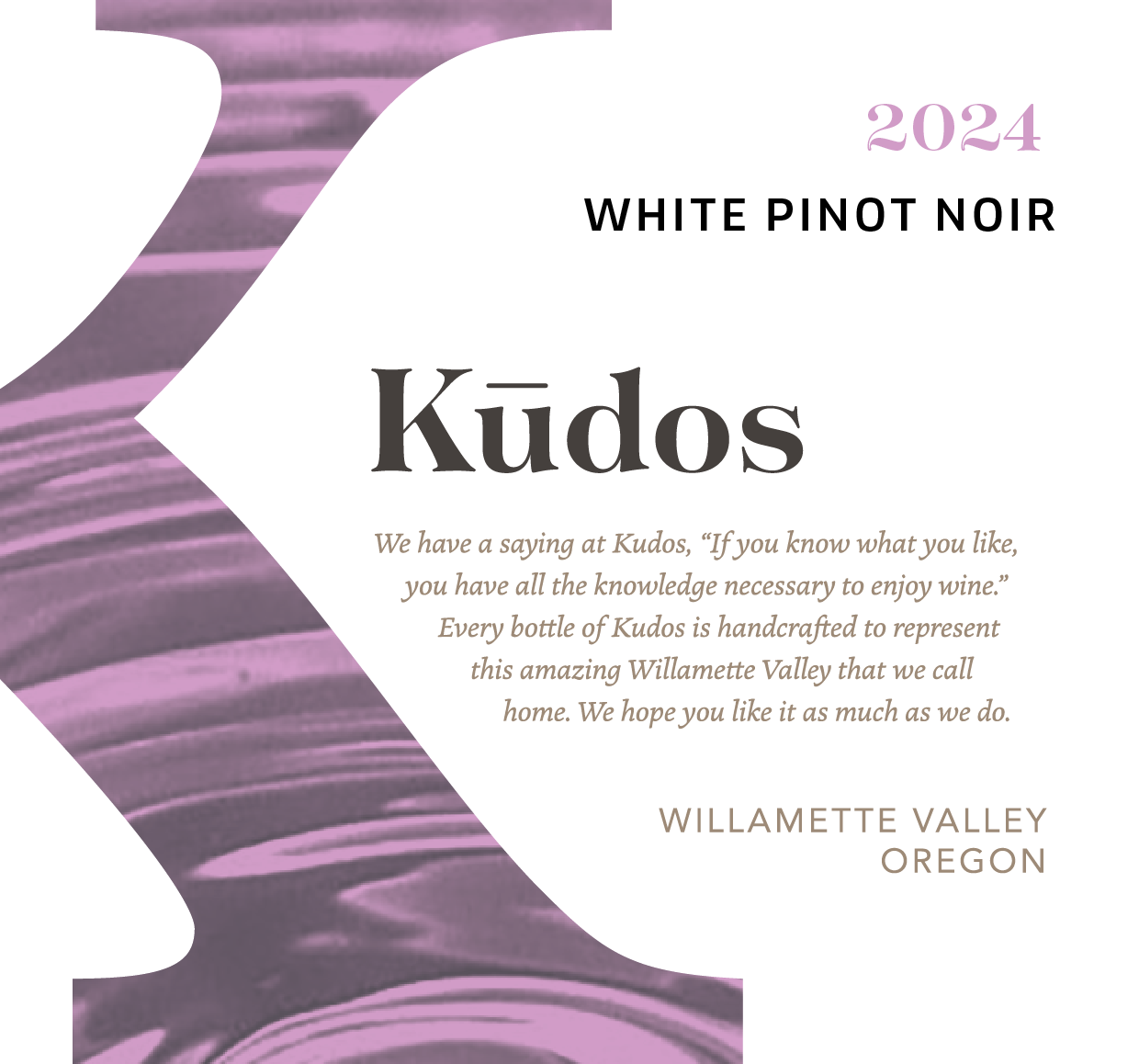 TABC label artwork for Kudos White Pinot Noir 2024 Willamette Valley Oregon