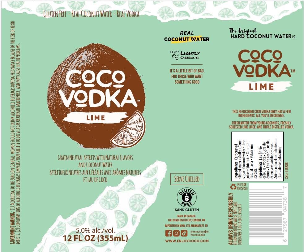 TABC label artwork for CoCo Vodka Lime