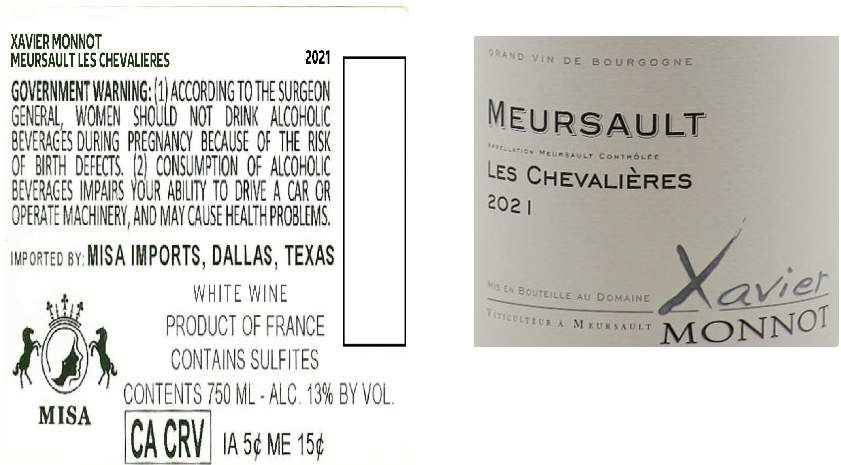 TABC label artwork for XAVIER MONNOT LES CHEVALIERES