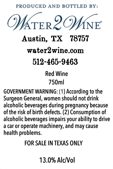 TABC label artwork for Water 2 Wine The Seler Pinot Noir
