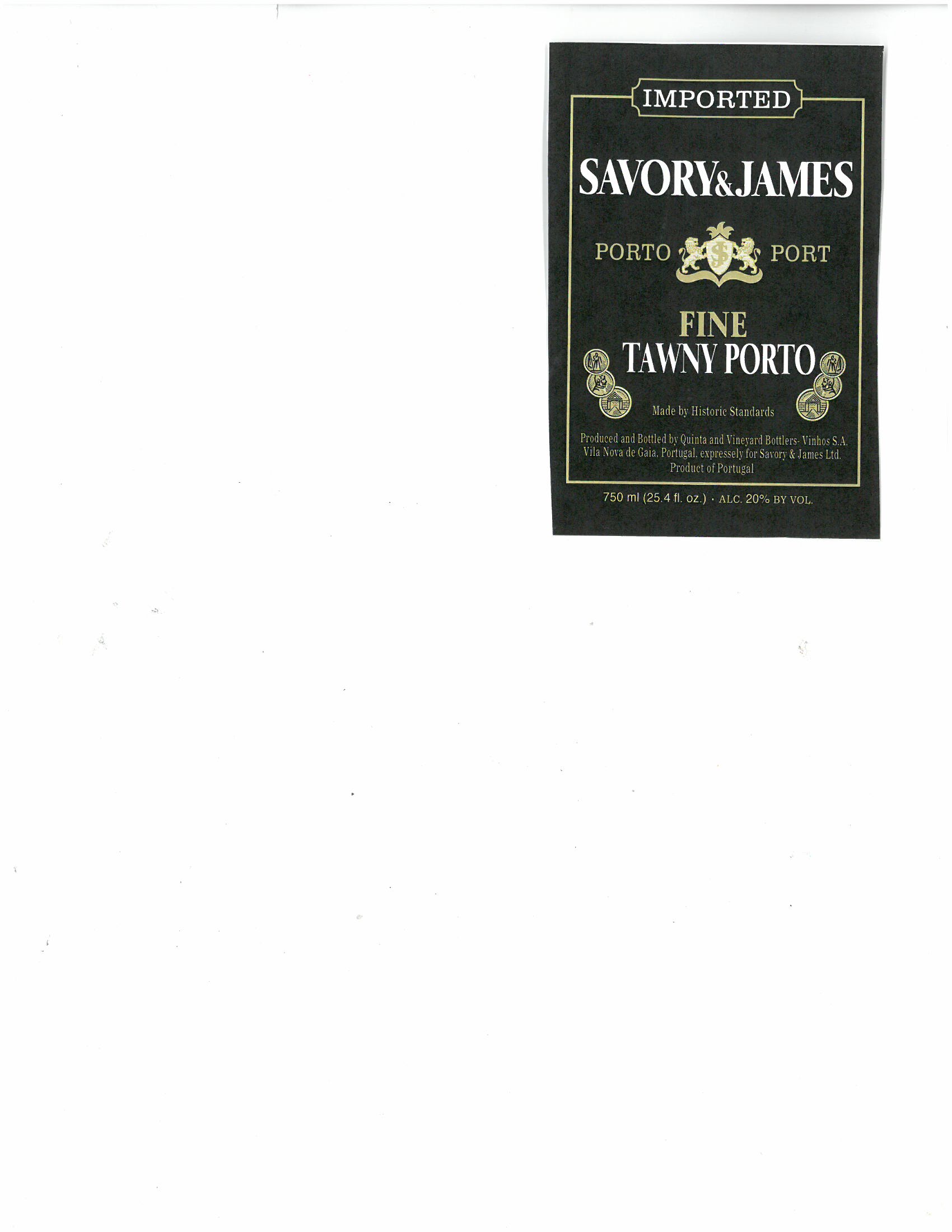 TABC label artwork for Savory & James Tawny Port