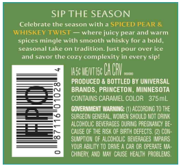 TABC label artwork for SIP THE SEASON SPICED PEAR & WHISKEY TWIST