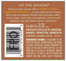 TABC label artwork for SIP THE SEASON MAPLE VANILLA ESPRESSO MARTINI