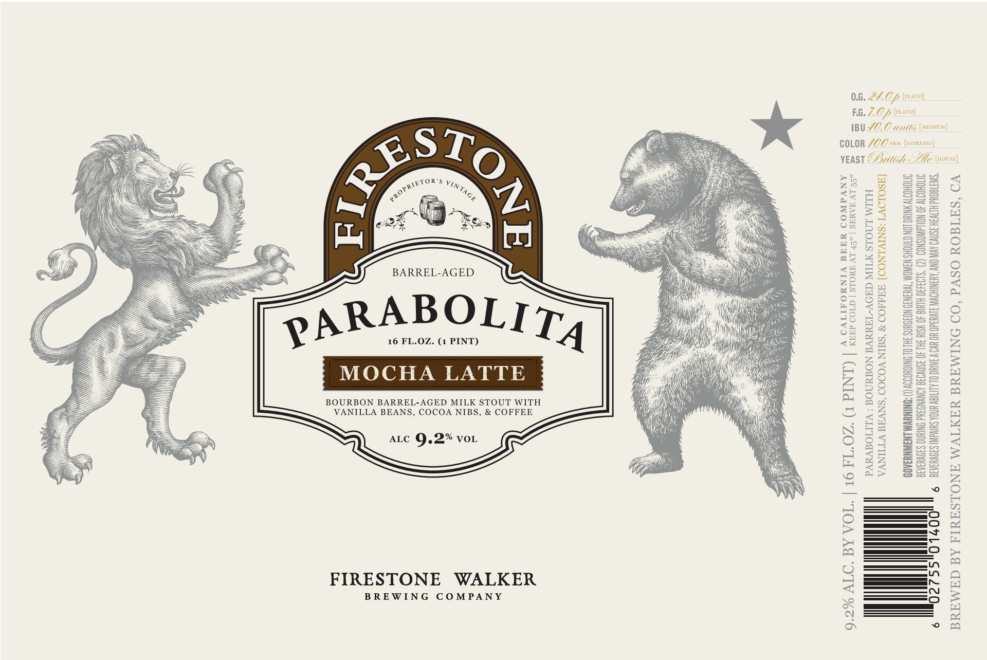 TABC label artwork for Parabolita Mocha Latte