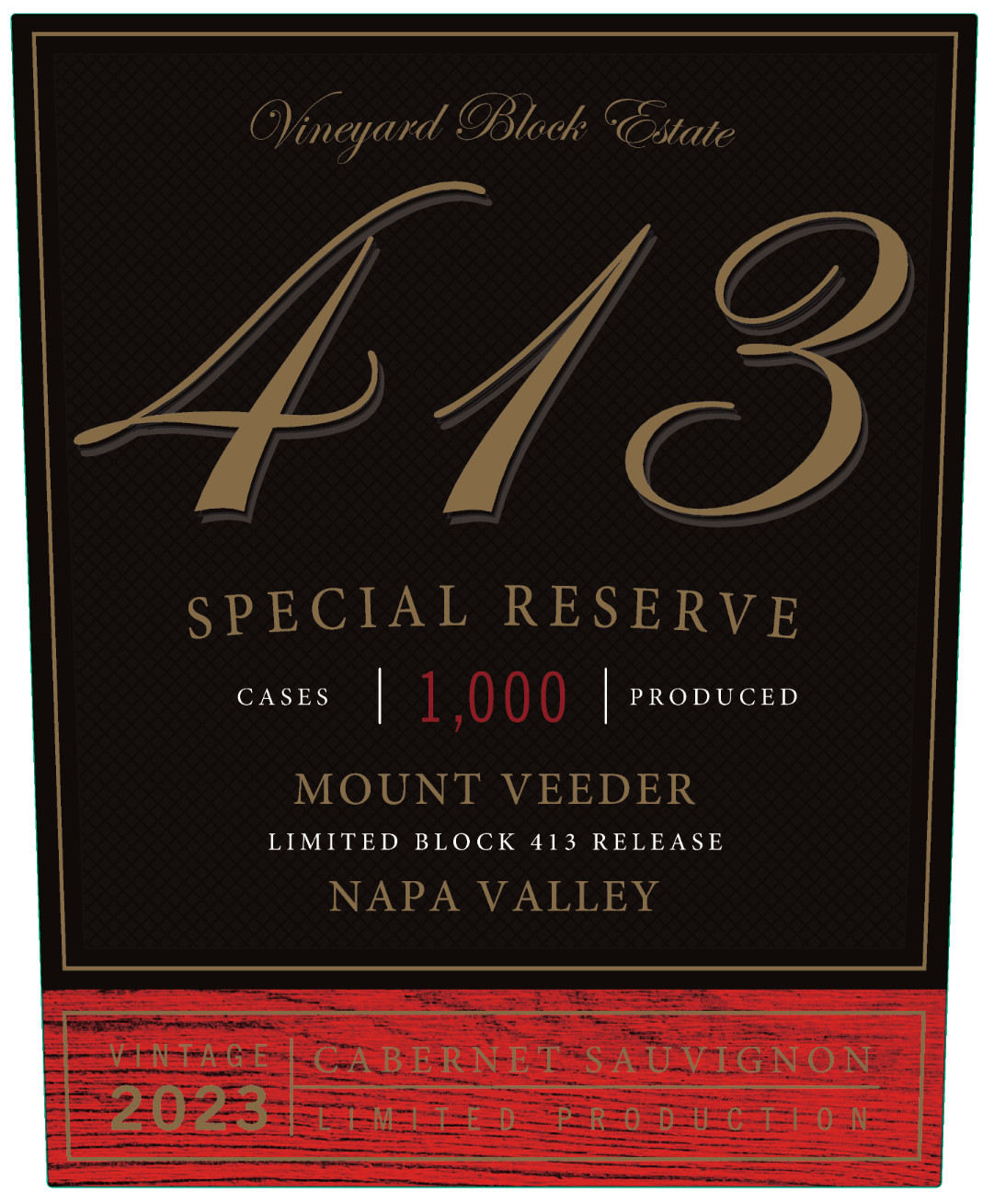 TABC label artwork for Vineyard Block Estate 413 Cabernet Sauvignon Mt Veeder