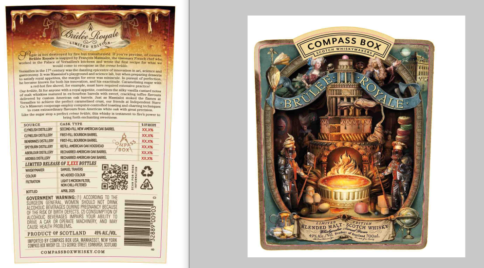 TABC label artwork for Compass Box Brulee Royale