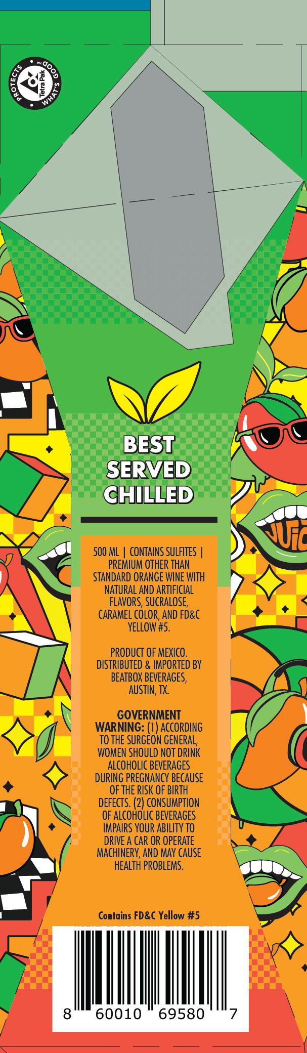 TABC label artwork for BeatBox Beverages Mango Hard Tea