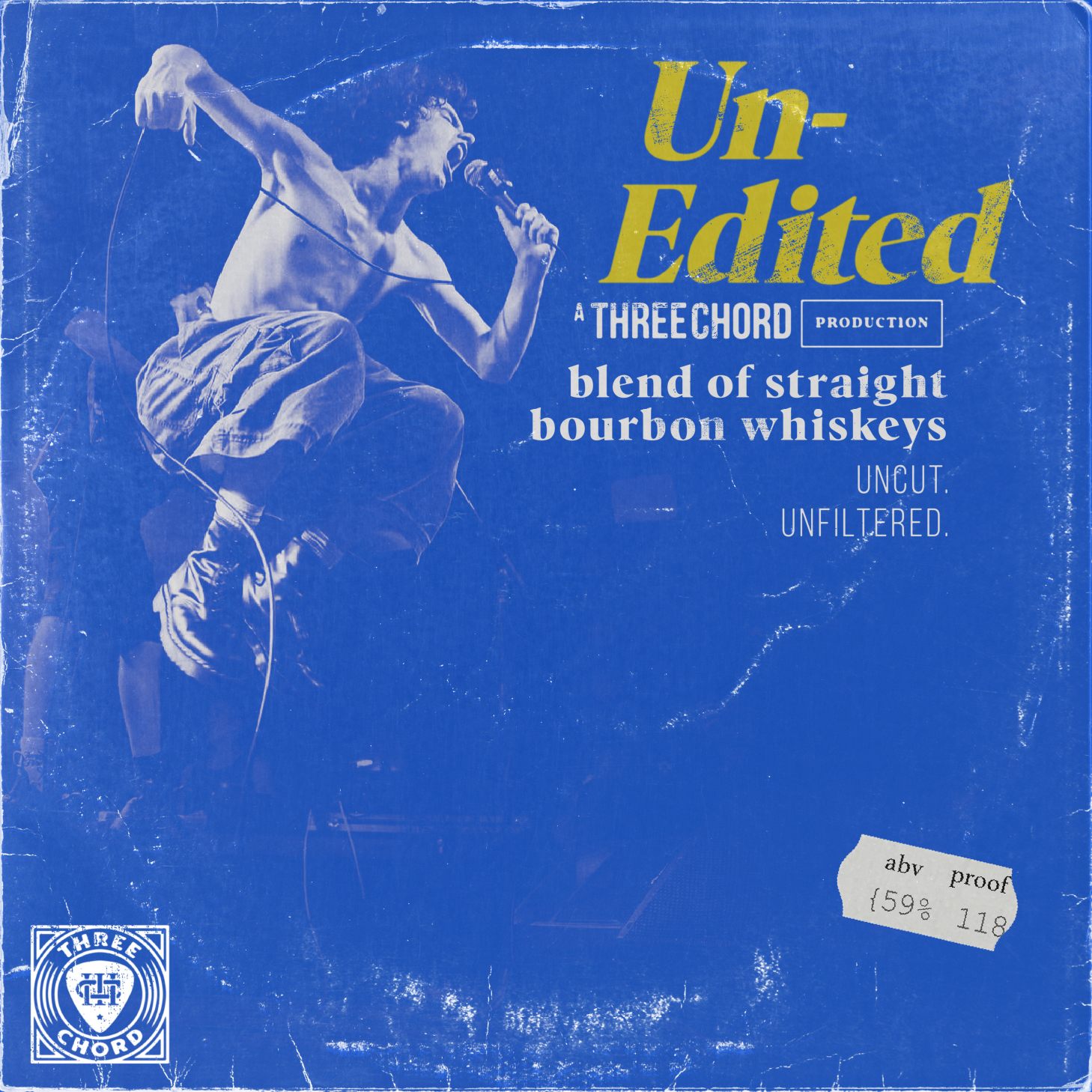 TABC label artwork for Three Chord Unedited Blend Of Straight Bourbon Whiskeys Uncut Unfiltered