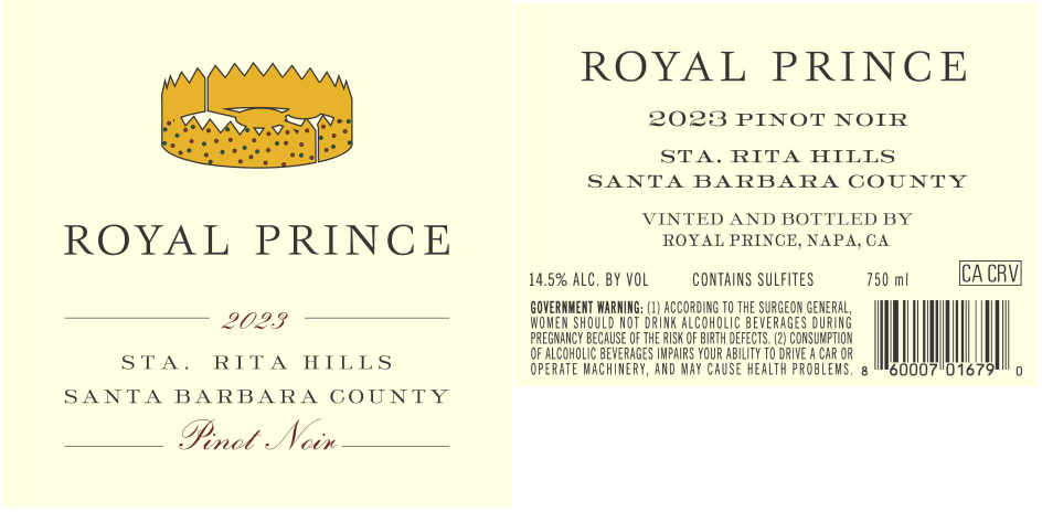 TABC label artwork for Royal Prince