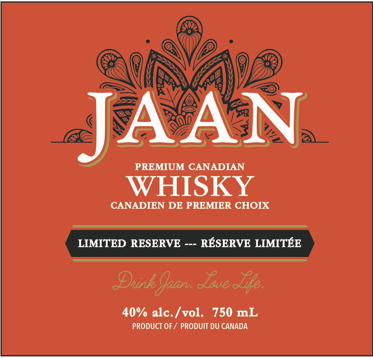 TABC label artwork for JAAN Canadian Whisky Premium Canadian Whiskey