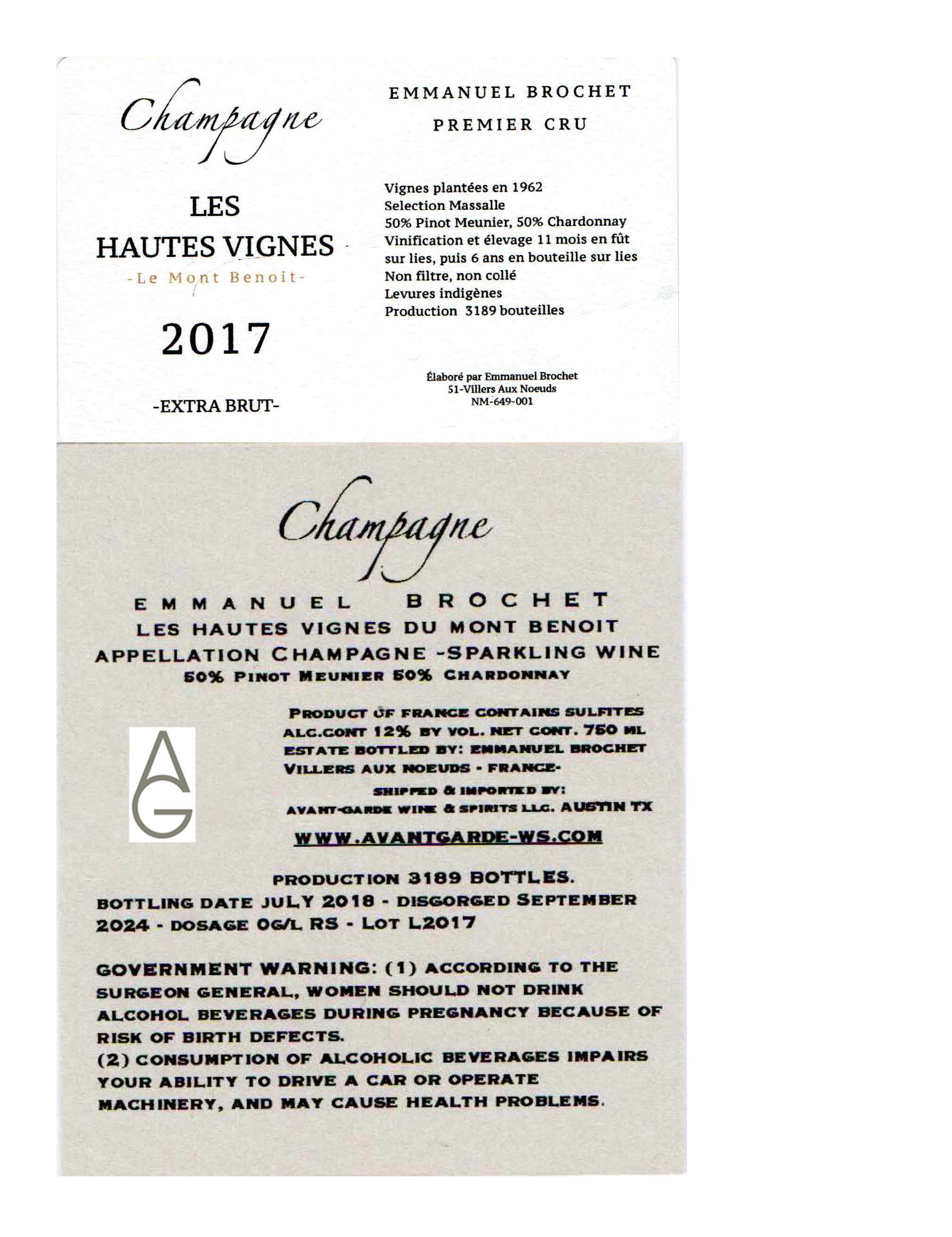 TABC label artwork for Emmanuel Brochet Les Hautes Vignes Extra Brut